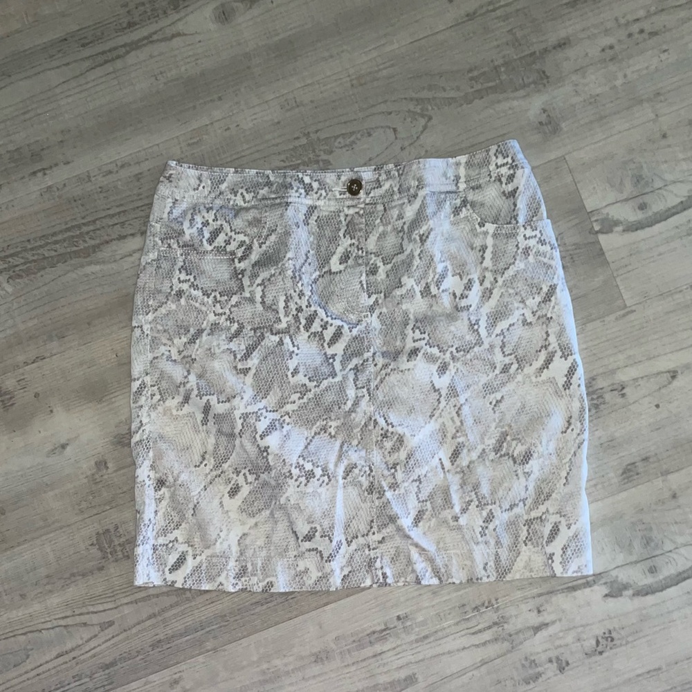 Chicos Snake Skin Print Skirt